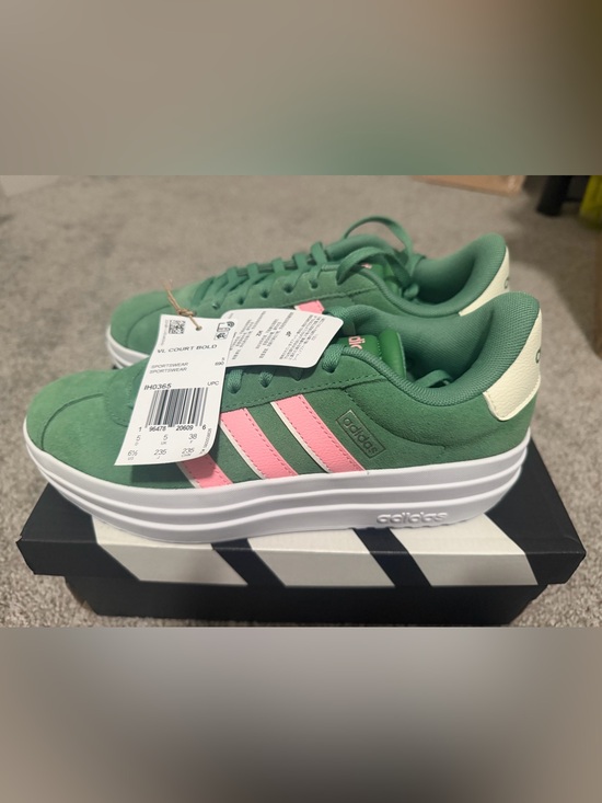 adidas Shoes - “New” adidas VL Court Bold Green Sneakers with Pink Stripes size6.5,7.5,8